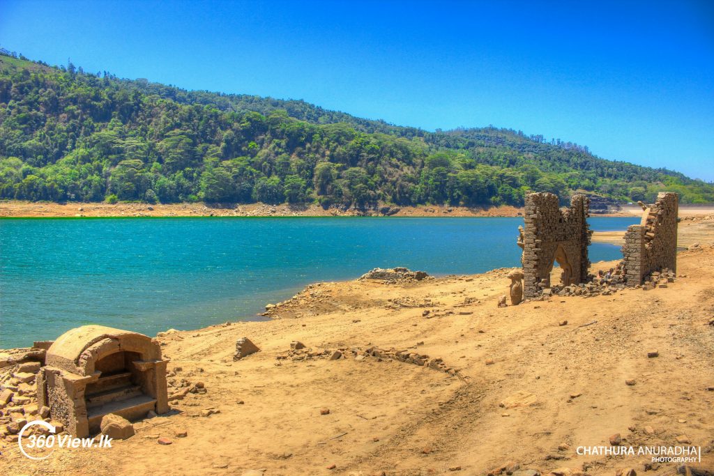 Ruins of  Budu Madura Emerged in dry season Kotmale in 2016