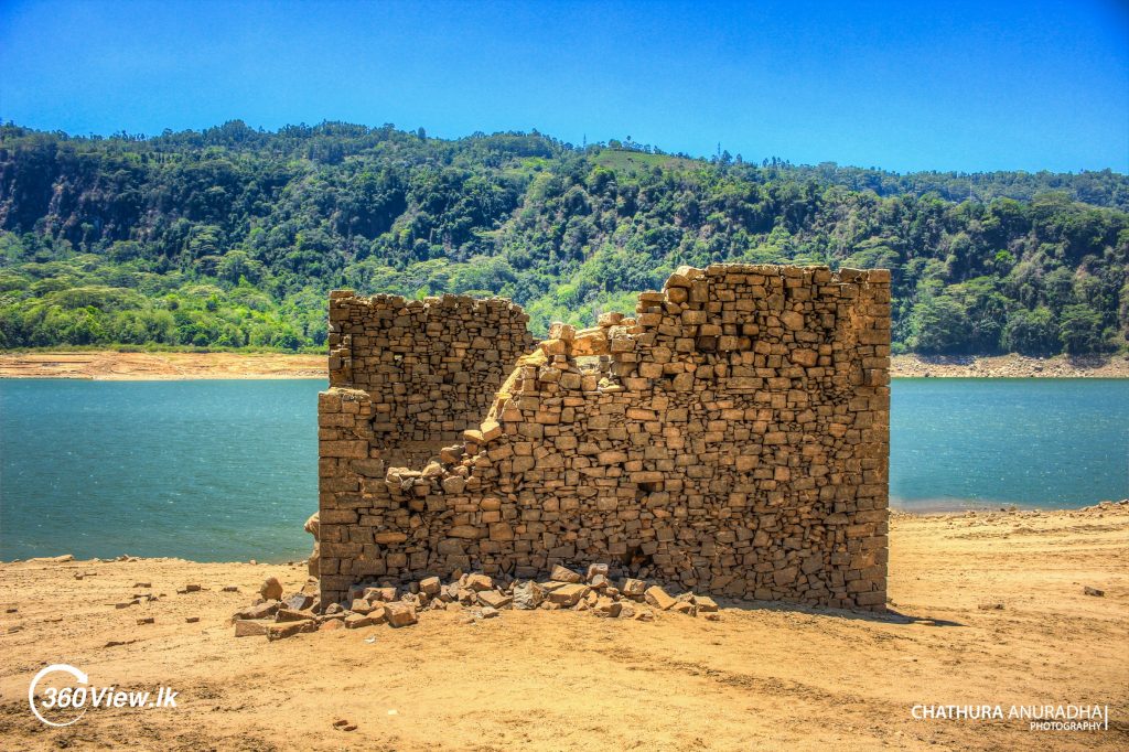 Ruins of  Budu Madura Emerged in dry season Kotmale in 2016